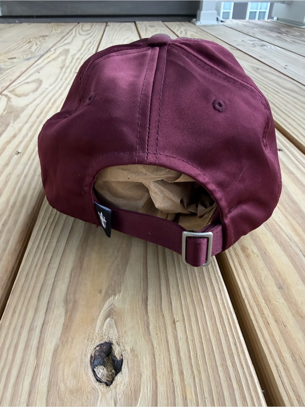 Stussy Jodie Strapback Burgundy Satin Hat Rare Adjustable View 4